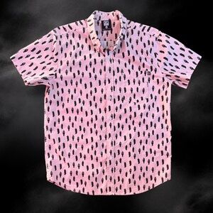 Creepy Co Bela Lugosi Dracula Button Up Shirt Pink Mens Size L Horror Halloween